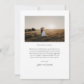 シンプル白黒エレガントなウェディングフォト サンキューカード (裏面)