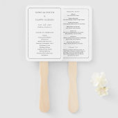 シンプル白黒エレガントな結婚式プログラム ハンドファン (正面&裏面)