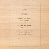 シンプル白黒エレガントな結婚式 アクリル招待状 (正面)