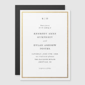 シンプル白黒エレガントな結婚式 マグネット招待状 (正面/裏面)