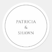 シンプル白黒エレガントな結婚式 ラウンドシール (正面)