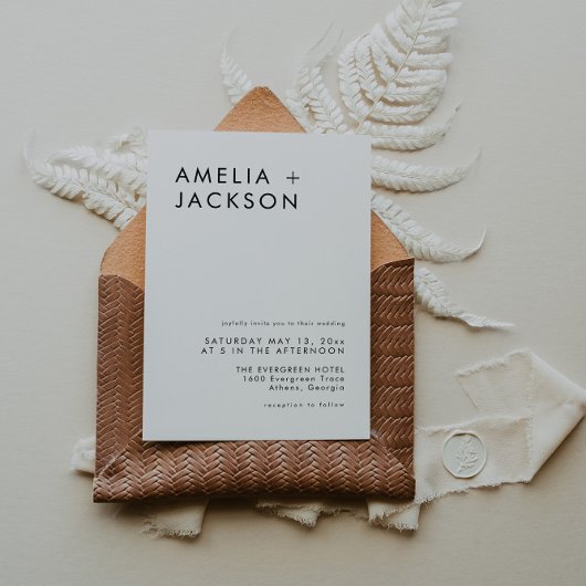 シンプル白黒エレガントな結婚式 招待状