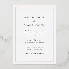 シンプル白黒エレガントな結婚式 箔招待状