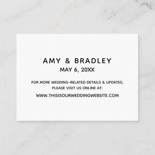 シンプル白黒エレガントの結婚宿泊施設 エンクロージャーカード (裏面)