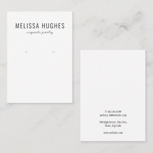 シンプル白黒エレガントイヤリング表示カード 名刺 (正面/裏面)