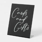 シンプル白黒エレガントウェディングカードギフト 台座サイン (正面)