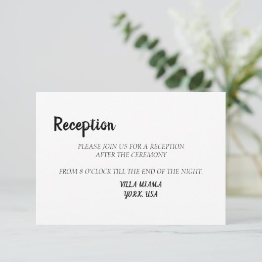 シンプル白黒エレガントウェディング受付カード エンクロージャーカード (スタンド正面)