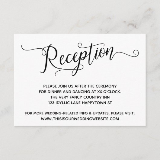 シンプル白黒エレガントウェディング エンクロージャーカード (正面)