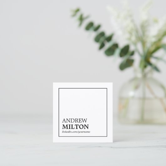 シンプル白黒エレガントコンサルタント スクエア名刺 (スタンド正面)