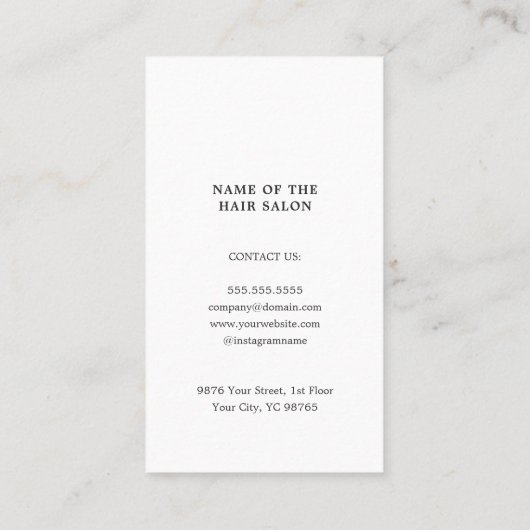 シンプル白黒エレガントシザーズヘアスタイリスト 名刺 (裏面)