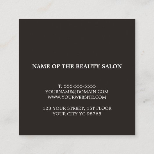 シンプル白黒エレガントシザーヘアスタイリスト スクエア名刺 (裏面)