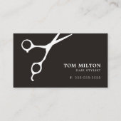 シンプル白黒エレガントシザーヘアドレッサー 名刺 (正面)