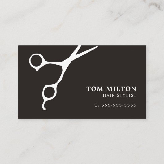 シンプル白黒エレガントシザーヘアドレッサー 名刺 (正面)