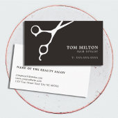 シンプル白黒エレガントシザーヘアドレッサー 名刺