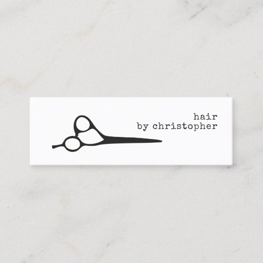 シンプル白黒エレガントシザー美容師 スキニー名刺 (正面)