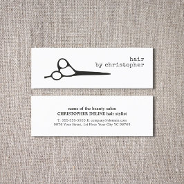 シンプル白黒エレガントシザー美容師 スキニー名刺