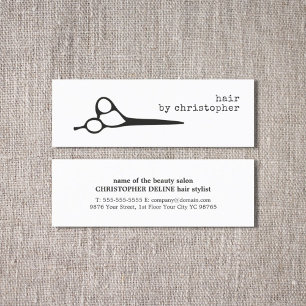 シンプル白黒エレガントシザー美容師 スキニー名刺