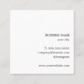 シンプル白黒エレガントヘアメイクアップ美しい スクエア名刺 (裏面)