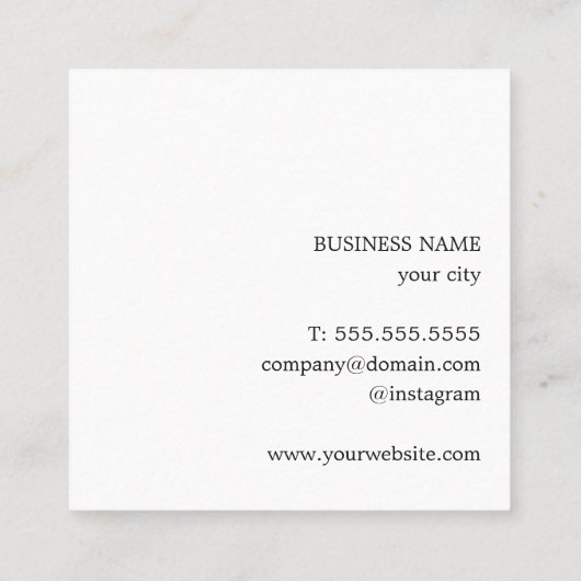 シンプル白黒エレガントヘアメイクアップ美しい スクエア名刺 (裏面)