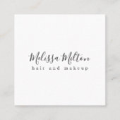 シンプル白黒エレガントヘアメイクアップ美しい スクエア名刺 (正面)
