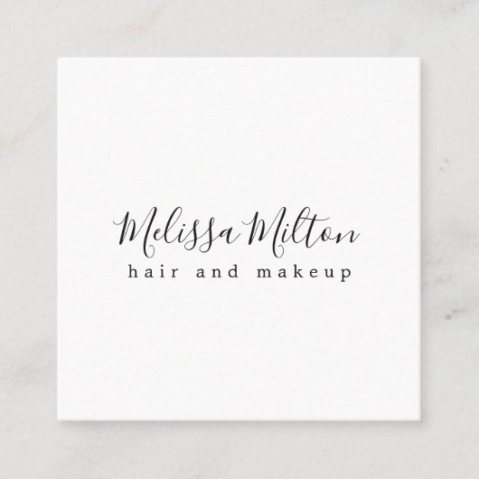 シンプル白黒エレガントヘアメイクアップ美しい スクエア名刺 (正面)