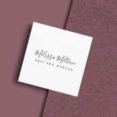 シンプル白黒エレガントヘアメイクアップ美しい スクエア名刺