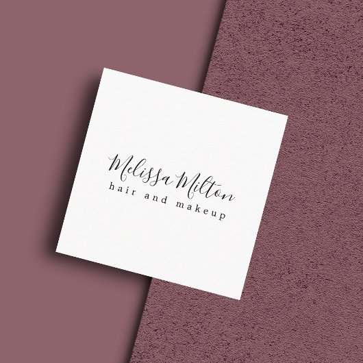 シンプル白黒エレガントヘアメイクアップ美しい スクエア名刺