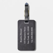 シンプル白黒エレガントモノグラムイニシャル ラゲッジタグ (裏面縦)