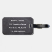 シンプル白黒エレガントモノグラムイニシャル ラゲッジタグ (裏面横)