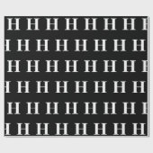 シンプル白黒エレガントモノグラムイニシャル ラッピングペーパー (フラット)