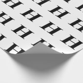 シンプル白黒エレガントモノグラムイニシャル ラッピングペーパー (角)