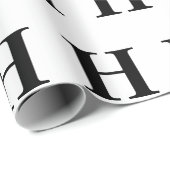 シンプル白黒エレガントモノグラムイニシャル ラッピングペーパー (ロールコーナー)