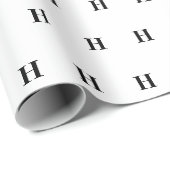 シンプル白黒エレガントモノグラムモノグラムのWr ラッピングペーパー (ロールコーナー)