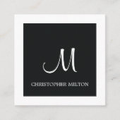シンプル白黒エレガントモノグラム弁護士 スクエア名刺 (正面)