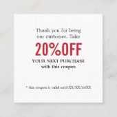 シンプル白黒エレガントレッドクーポン 割引カード (正面)