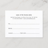 シンプル白黒エレガント美しいギフト券 割引カード (裏面)