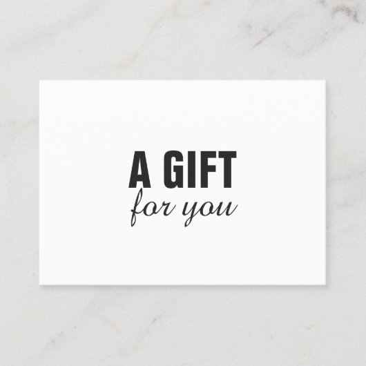 シンプル白黒エレガント美しいギフト券 割引カード (正面)