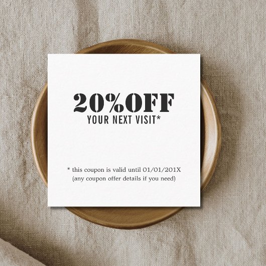 シンプル白黒エレガント美しいクーポン 割引カード