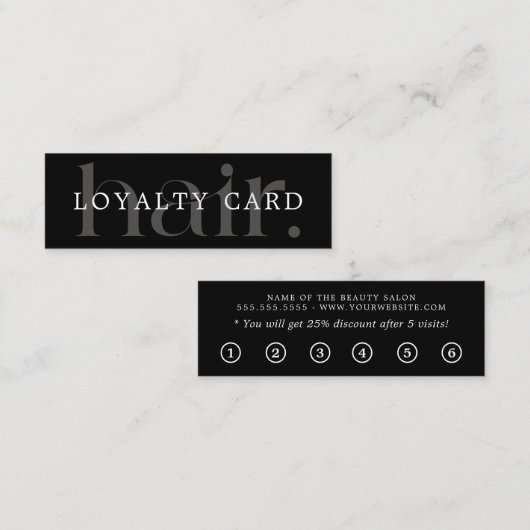 シンプル白黒エレガント美しいフラット ロイヤリティカード (正面/裏面)