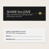 シンプル白黒エレガント金ゴールドハート参照 (正面&裏面)