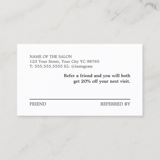 シンプル白黒エレガント金ゴールドハート 紹介カード (裏面)