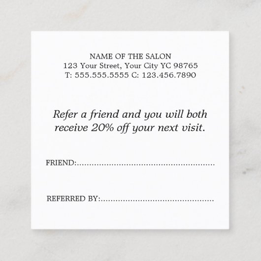 シンプル白黒エレガント金ゴールドハート 紹介カード (裏面)