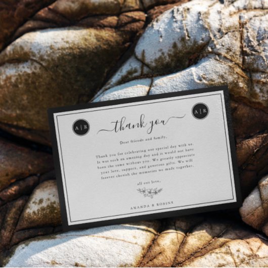 シンプル白黒エレガント サンキューカード