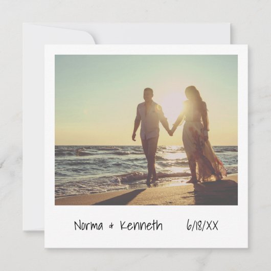 シンプル白黒カジュアル写結婚真 招待状 (正面)