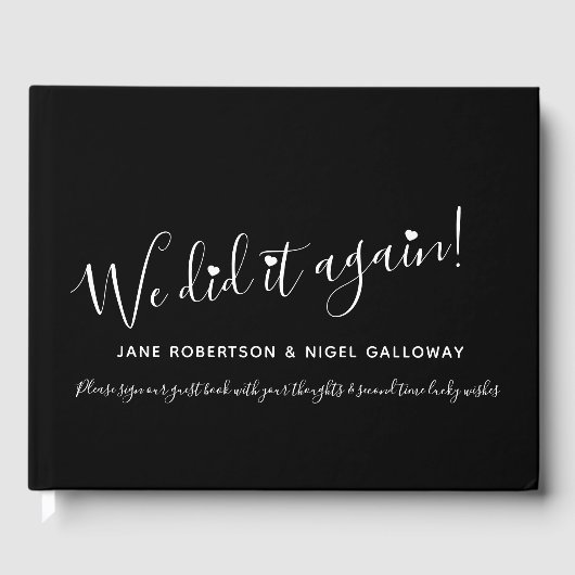 シンプル白黒カスタマイズが再婚結婚した ゲストブック (正面)