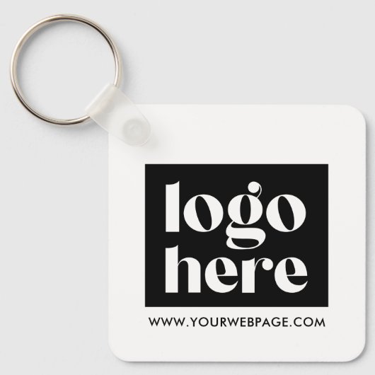 シンプル白黒カスタムロゴKeychain キーホルダー (正面)