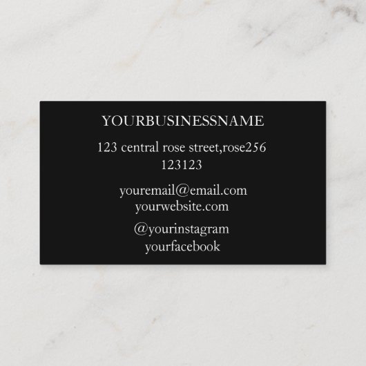 シンプル白黒カスタム料理ベーキング 名刺 (裏面)