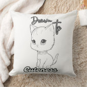 シンプル白黒キッテンアート クッション (ブランケット)