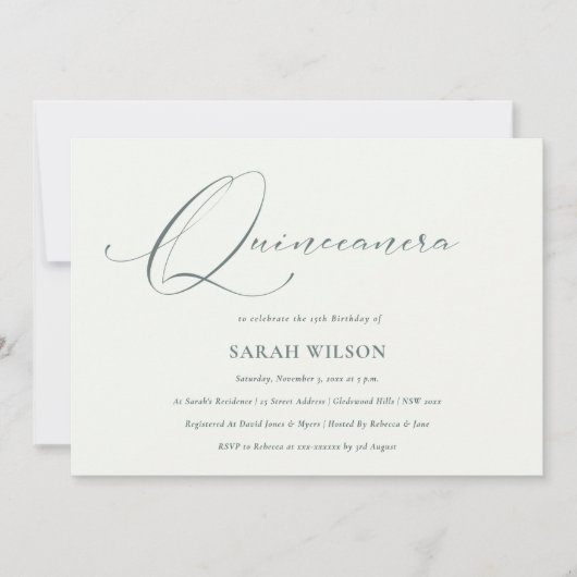 シンプル白黒キンセアニラ招待状 サンキューカード (正面)