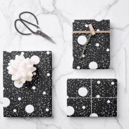 シンプル白黒ギフト ラッピングペーパーシート